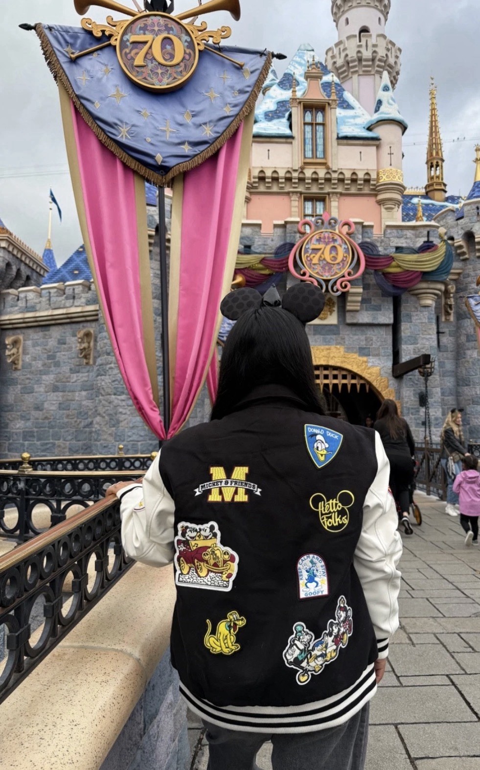 DISNEY VARSITY LETTERMAN JACKET Mickey Mouse Unisex Men’s Large Women’s XL Black