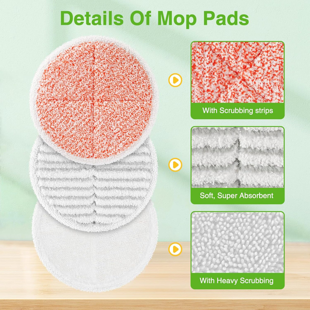 8 Pack Mop Pads Replacement Compatible with Bissell Spinwave 2124, 2039A, 2307,