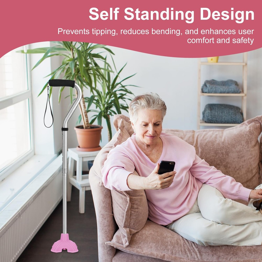 Cane Tips, Self Standing Quad Base Replacement for Walking and Folding Canes,...