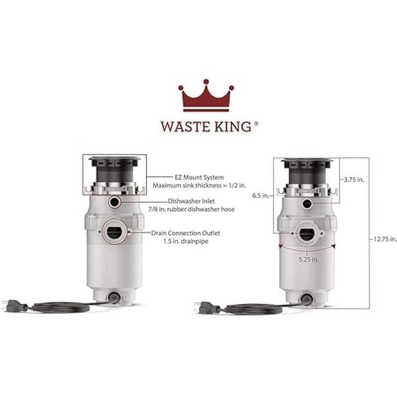 1/2 HP Kitchen Sink Garbage Disposal Easy Install Continuous Feed Fast Grind New