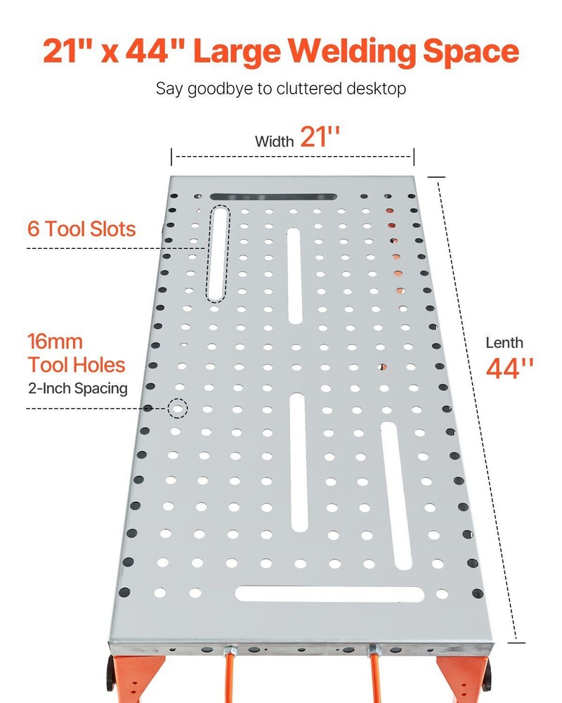 44" x 21" Welding Table Folding -500LBS Workbench with 4-Level Adjustable Height