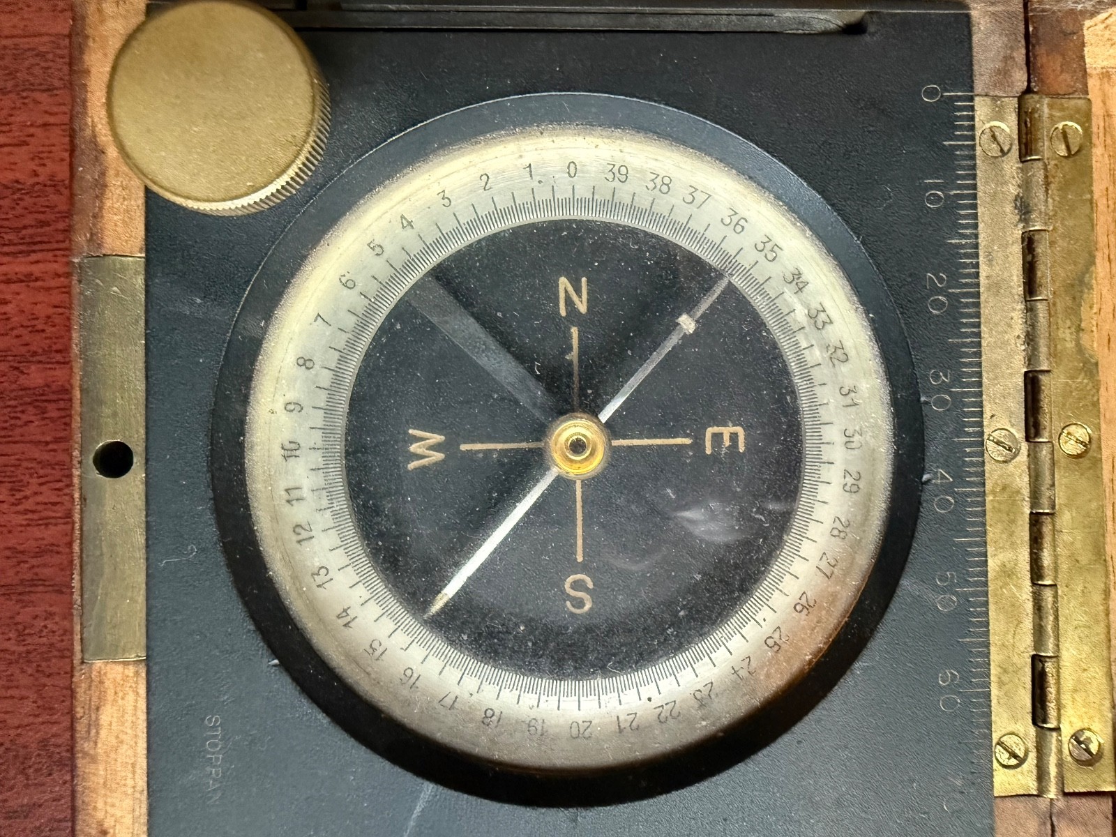 Vintage Stoppani Engineering/Transit Compass Antique Wooden Case Works! Good!