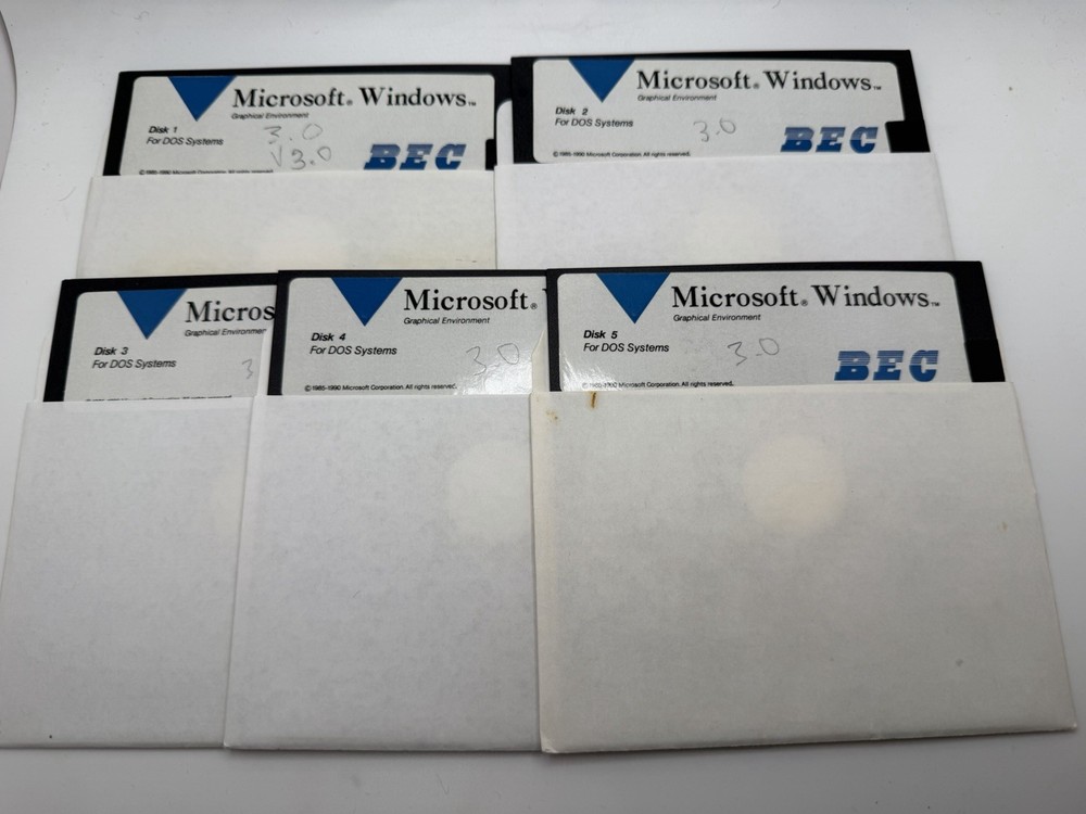 BEC Microsoft Windows on 5 5.25" Operating System Vintage 1990