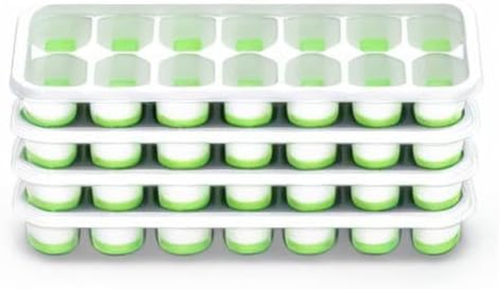 Ice Cube Tray with Lid, 4 Pack Durable Stackable Ice Cube Trays for Freezer with