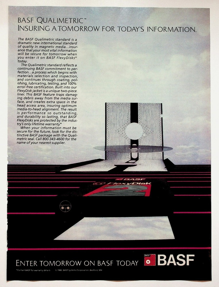 1983 BASF FlexyDisk - Vintage Computer Hardware Technology Ad