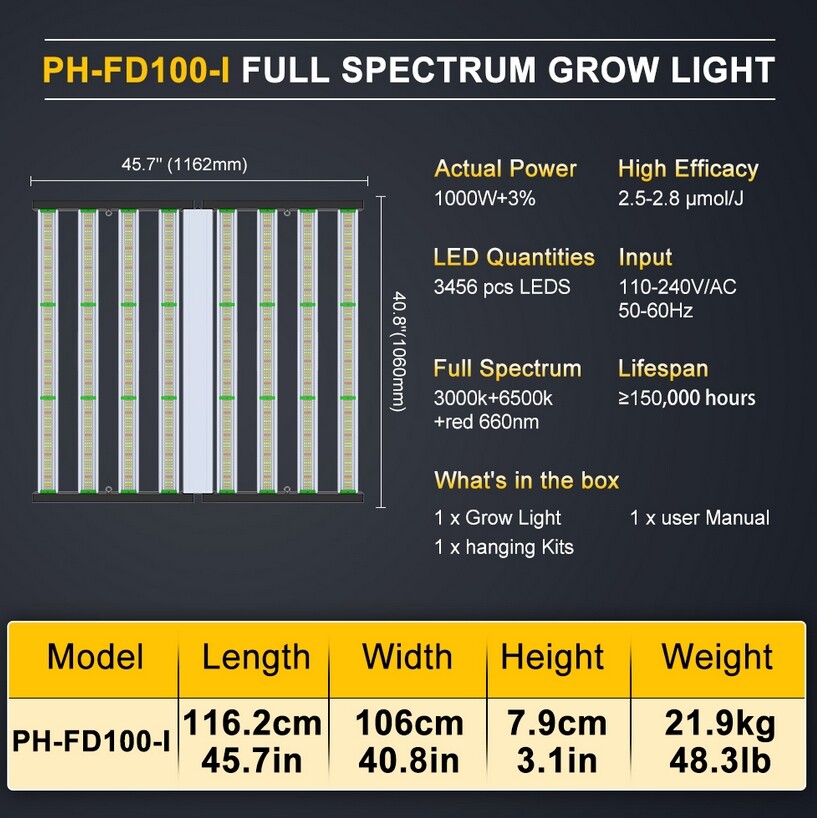 1000W Spider LED Grow Light Bars Full Spectrum for Indoor Plants Commercial Lamp