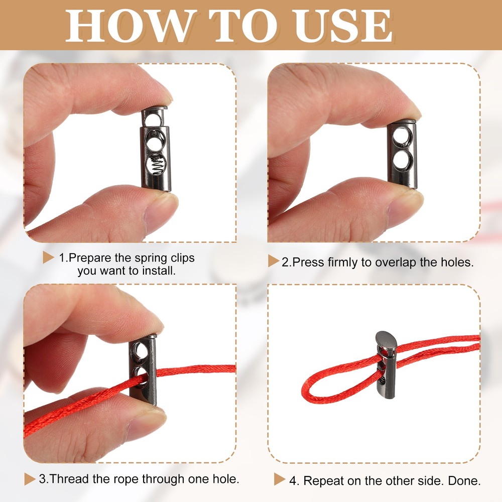 Metal Cord Locks, Double Hole Draw String Spring Stopper 24 Pcs & Silver Tone