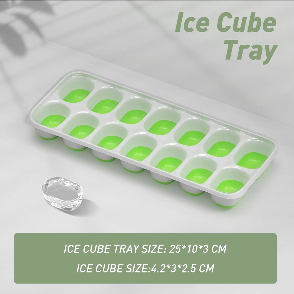 Ice Cube Tray with Lid, 4 Packs 56 Cubes Durable Stackable Ice Cube Trays for...