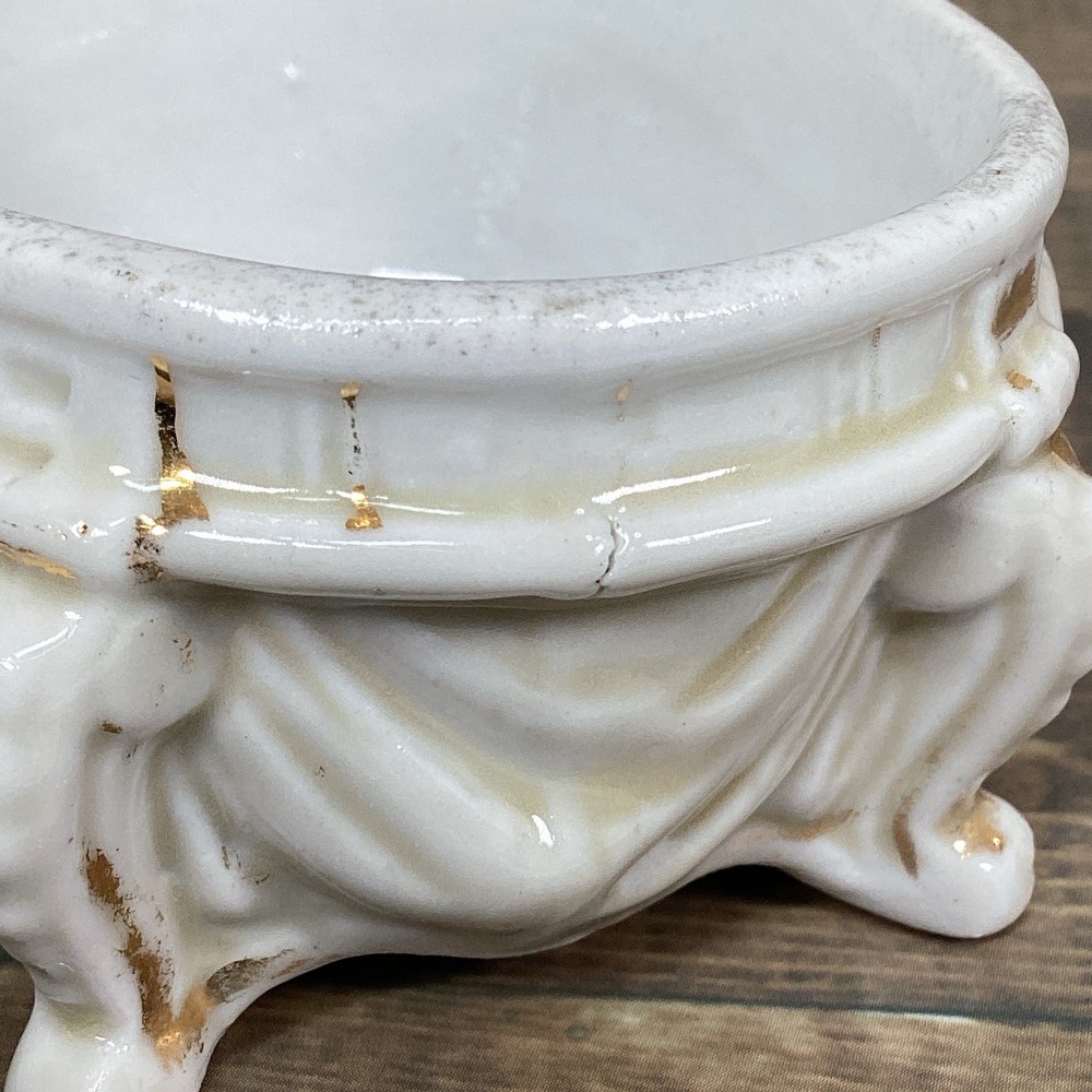 Antique Pair Open Master Salt Cellar, Salt Dip