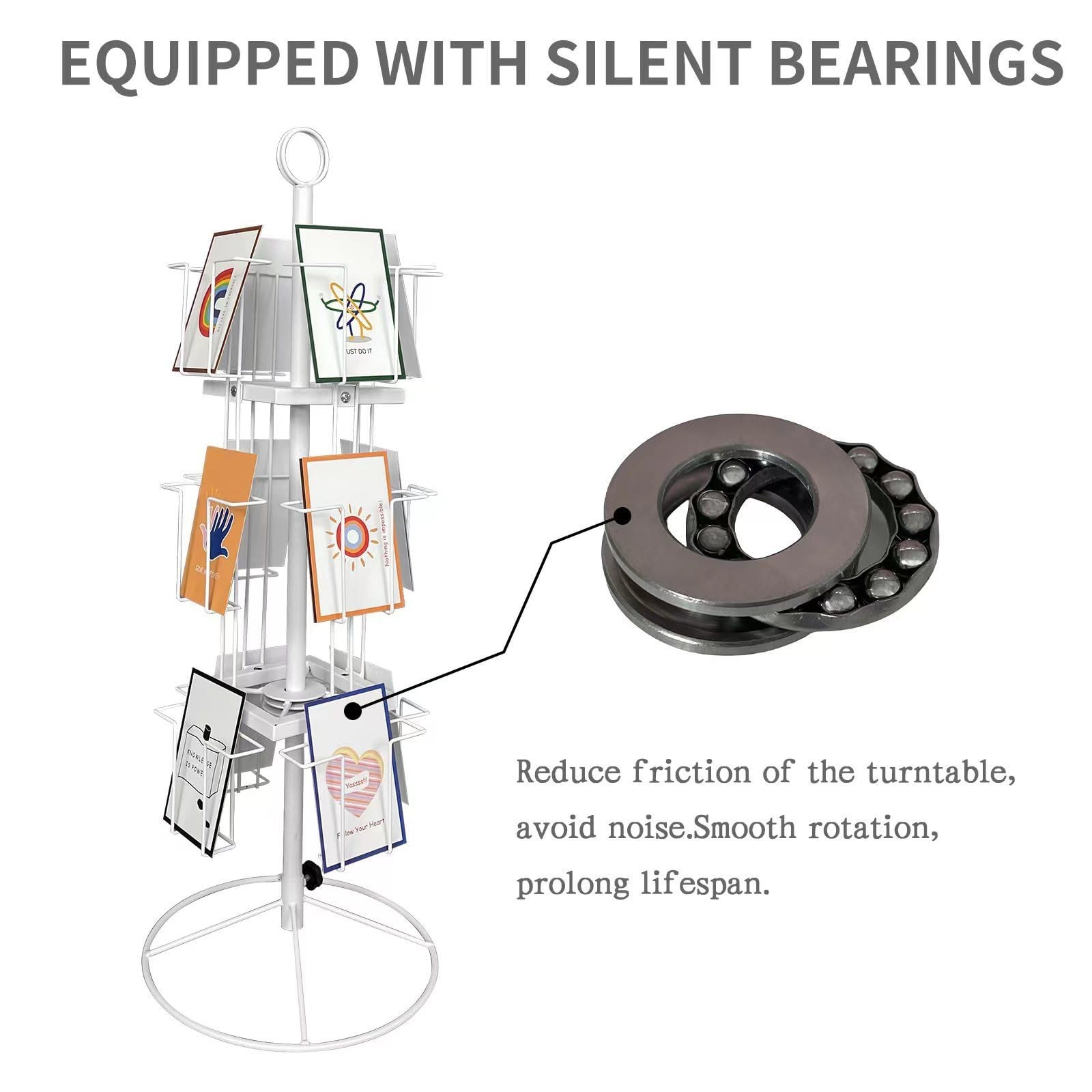 TONGMO Rotating Greeting Card Stand - 12-Pocket Rotating Countertop with Clea...