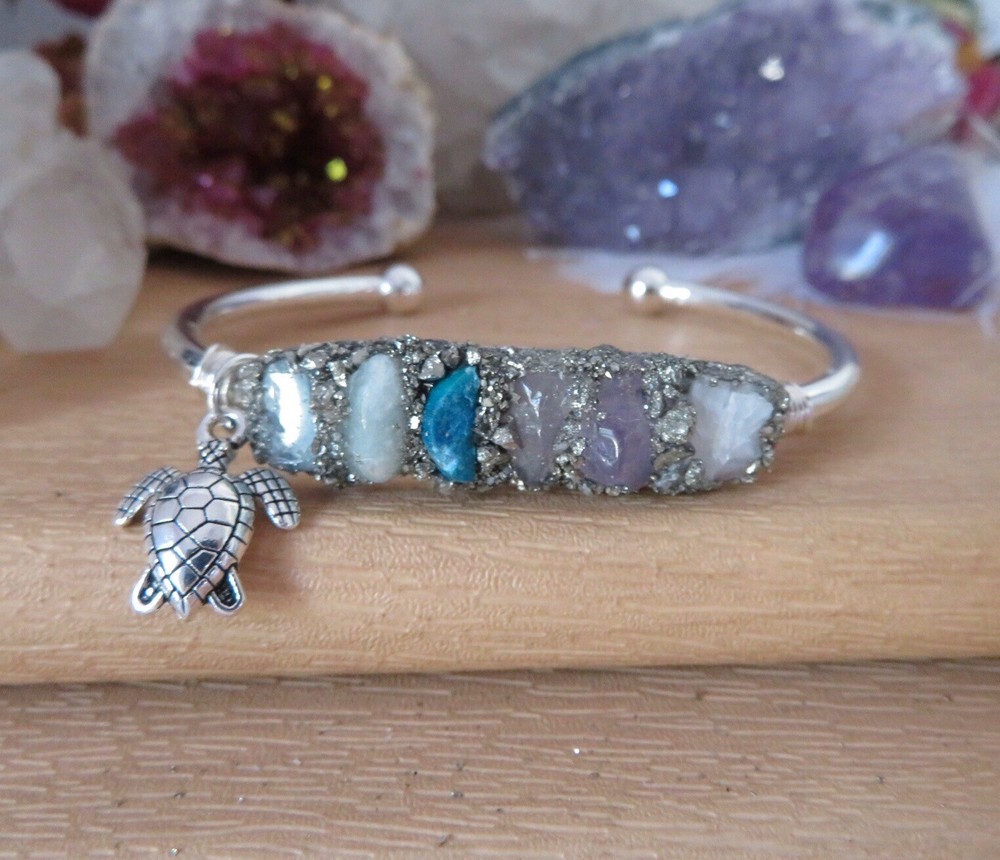 fertility bracelet, Raw Gemstone Cuff Bangle