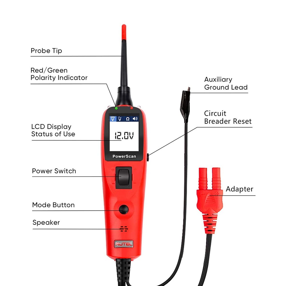 Autel PowerScan PS100 Electrical Diagnostic 12V/24V AVOmeter Circuit Tester Tool