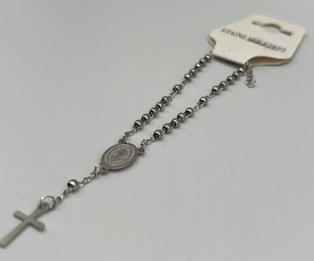Stainless Steel Hand Rosary with St. Benedict Pendant