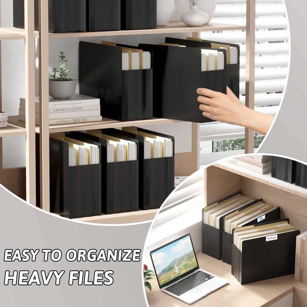 Plastic Expanding File Pockets Extra Capacity,5 Pack File Pockets Letter Size...