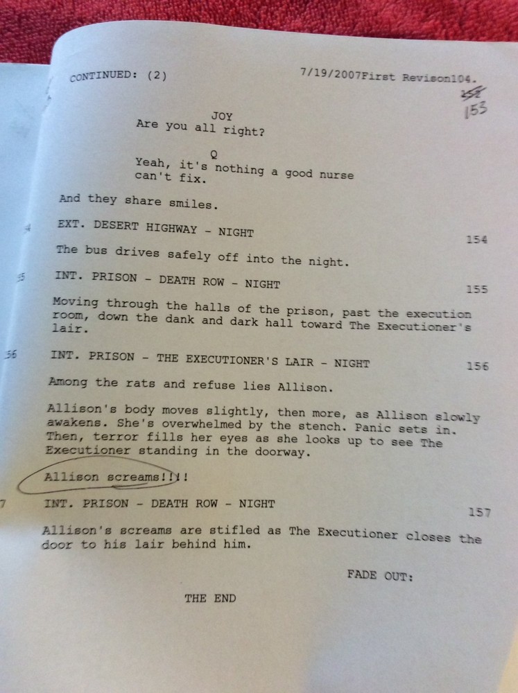 ORIGINAL SCRIPT THE EXECUTIONER NATE LANGFORD JENNIFER BLAIR