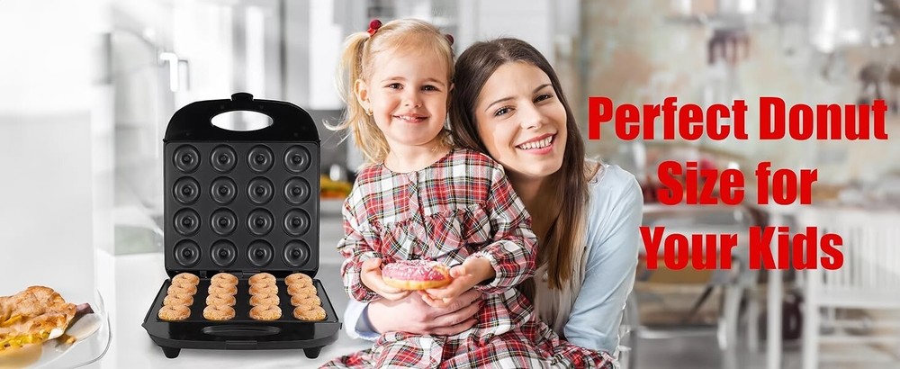 1400W Mini Donut Maker Machine Kitchen Baking for Breakfast, Snacks, Desserts