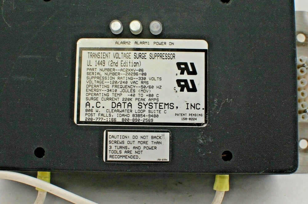 A. C. Data Systems Transient Voltage Surge suppressor UL 1449 (2nd Edition)