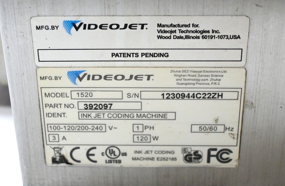 VIDEOJET 1520 INK JET CODING MACHINE.