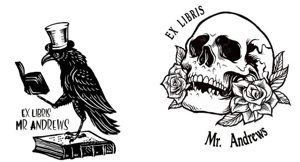 Custom Ex Libris-Hand Held Book Embosser- Raven - Skull Library Custom Embosser