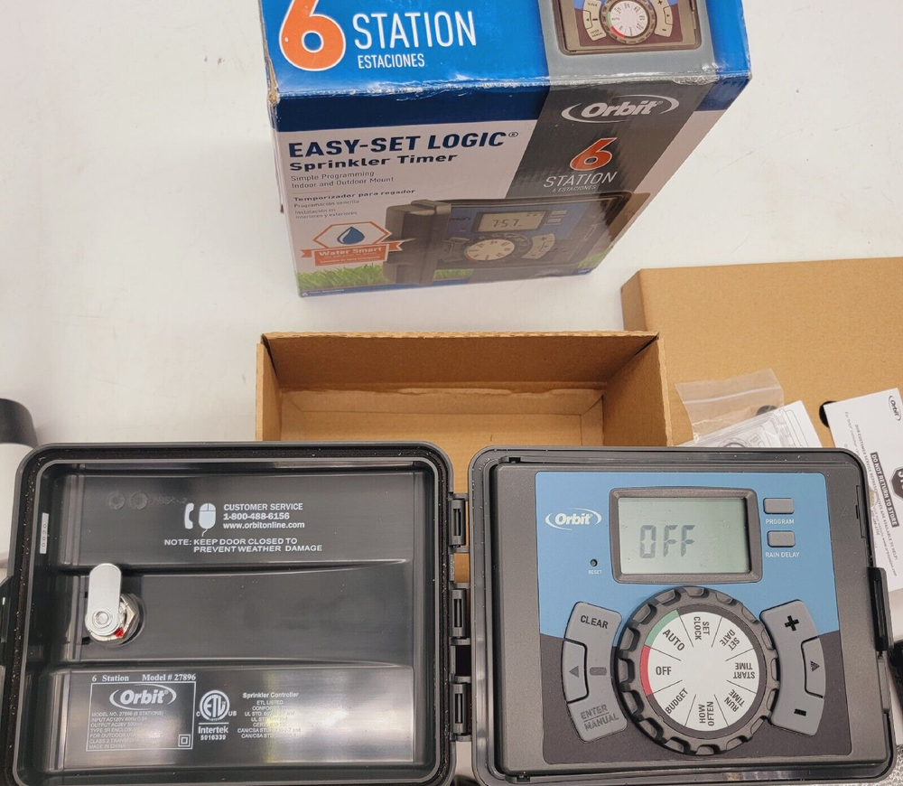 Orbit 6-Station Sprinkler Timer 3 Programs w/ Easy-Set Logic 57896 NEW