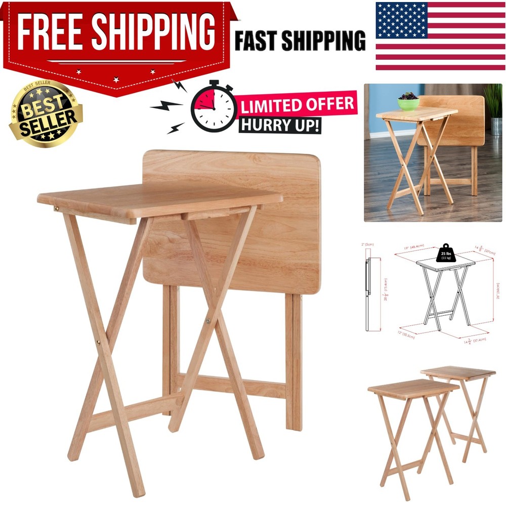 Compact & Stylish 2-Piece Folding Snack Tables - Easy Storage Solution