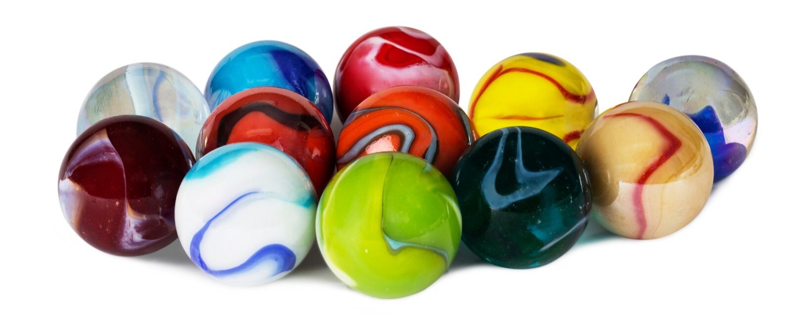 Set of 12 - Glass Shooter Marbles - Size 1 Inch (25mm) - Assorted Colors