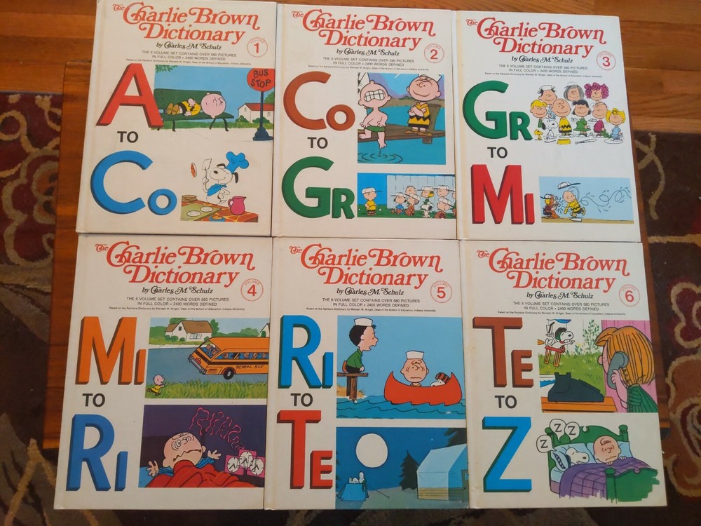 Vint 70's Schultz *CHARLIE BROWN DICTIONARY* 6 Book Library Set