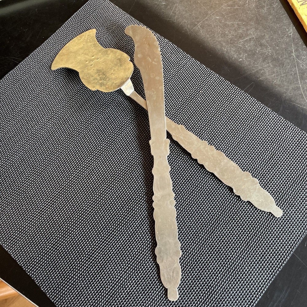 13” Mid Eastern Decorative Flat Stamped Serving Cake Dessert Knife & Spatula Set