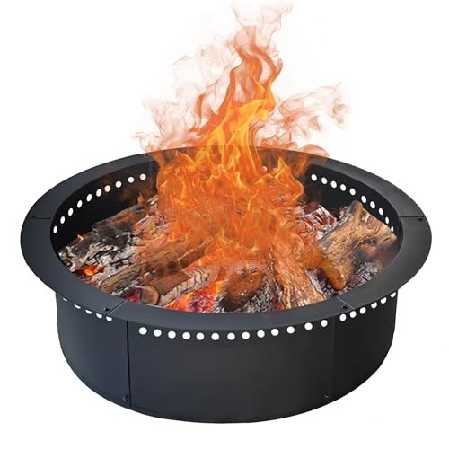 48" Smokeless Fire Pit Ring - Solid Steel Insert for DIY Outdoor Fire Pits, Pati
