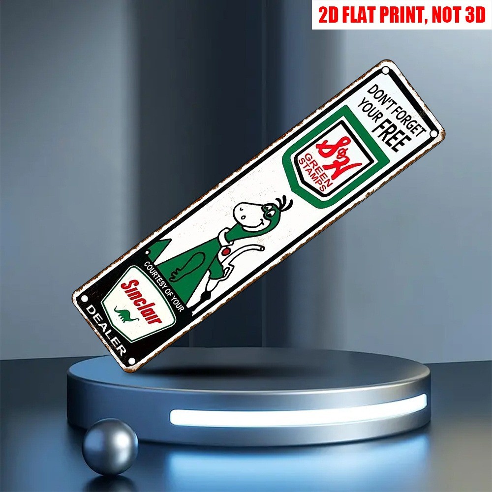 Vintage Sinclair Dino Green Stamps 16x4 Metal Sign Retro Garage Auto Home Decor