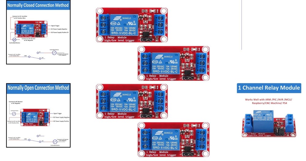 DC 5V Relay Module Set - Reliable 10A Current Rating for Electronics Projects