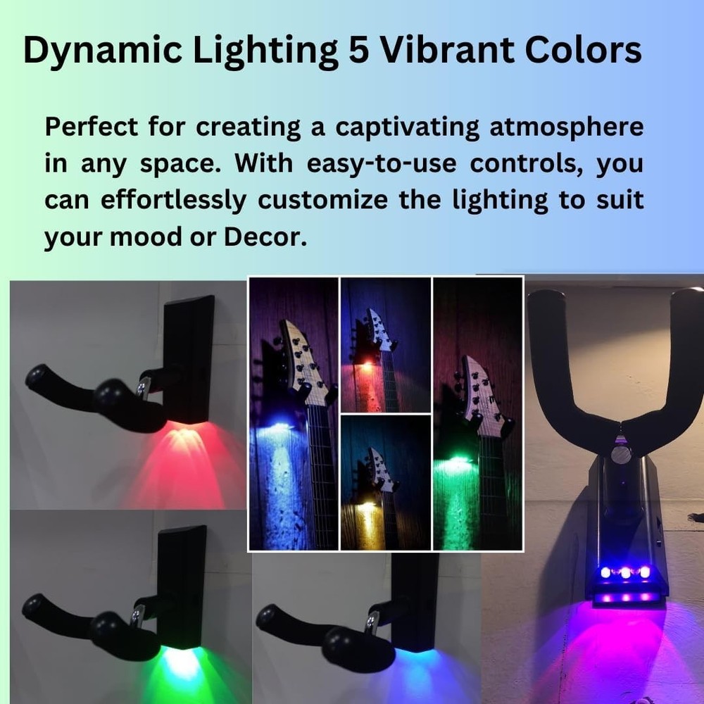 Transform Your Space: LED Guitar Wall Mount with Hidden Hardware & Color Options
