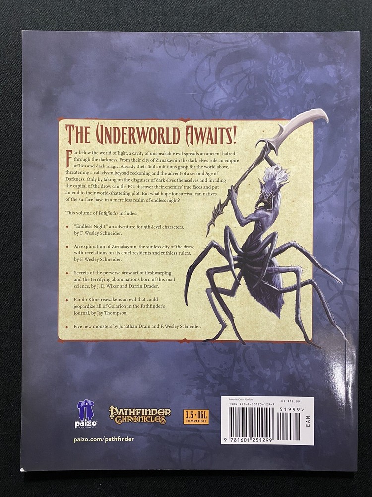 Pathfinder Adventure Path Second Darkness Endless Night Unused