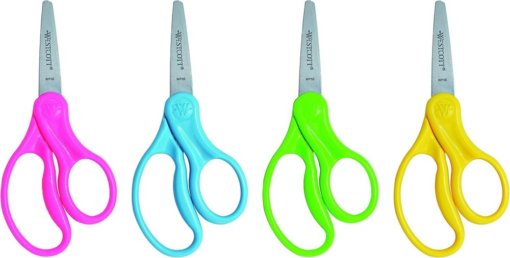 Scissors For Kids, 5’’ Pointed Safety Scissors, Assorted, 6 Pack