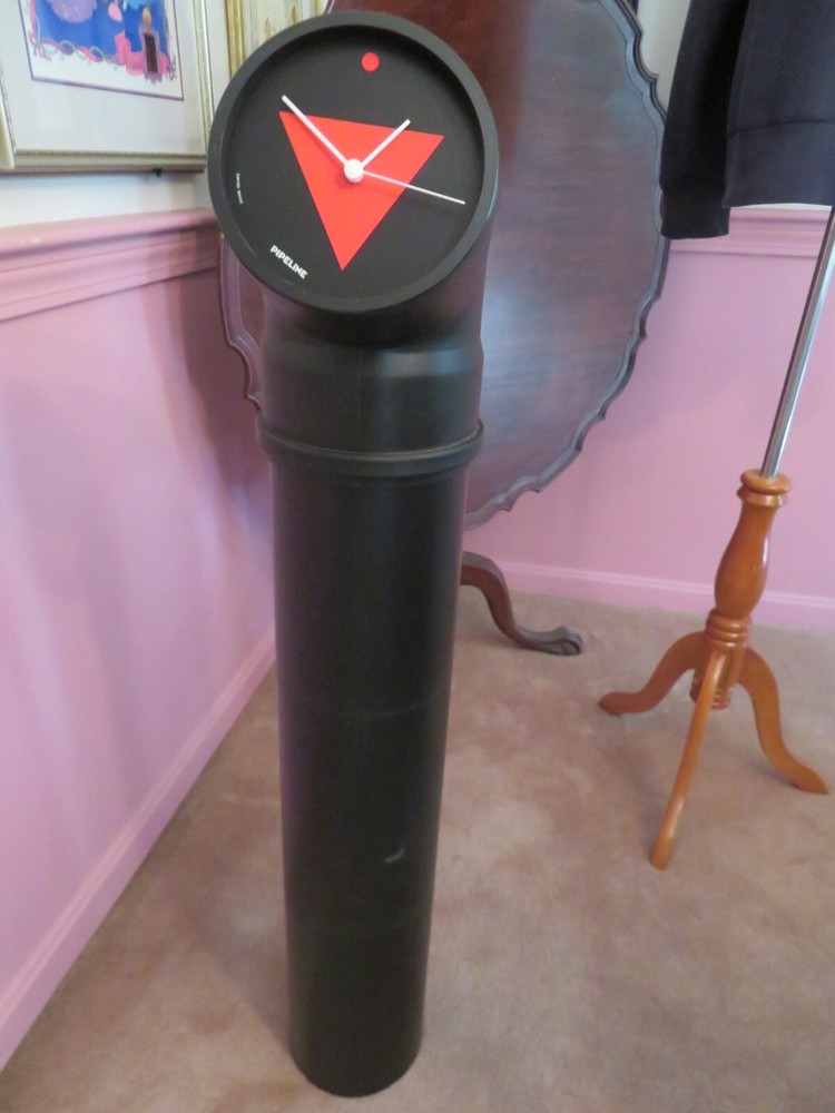 Rare 1980's CLOCK from PIPELINE 4 Sections 45" tall Black Plastic