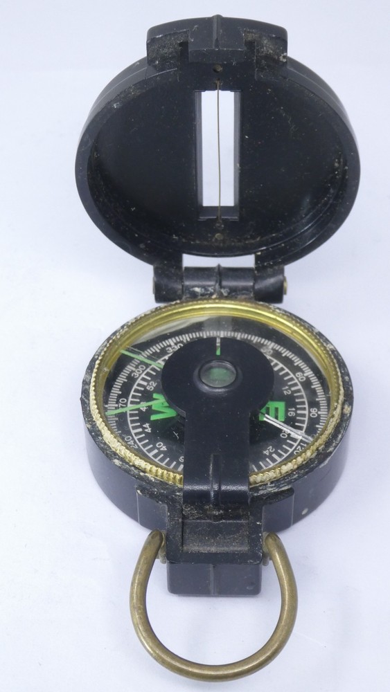 Military Style Engineer Sighting Compass Black Plastic Directional Lens