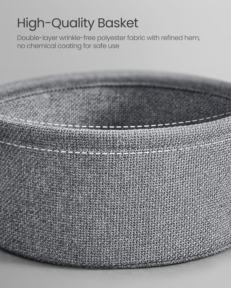 Collection Small Round Side End Table Modern Nightstand W/ Fabric Basket Durable