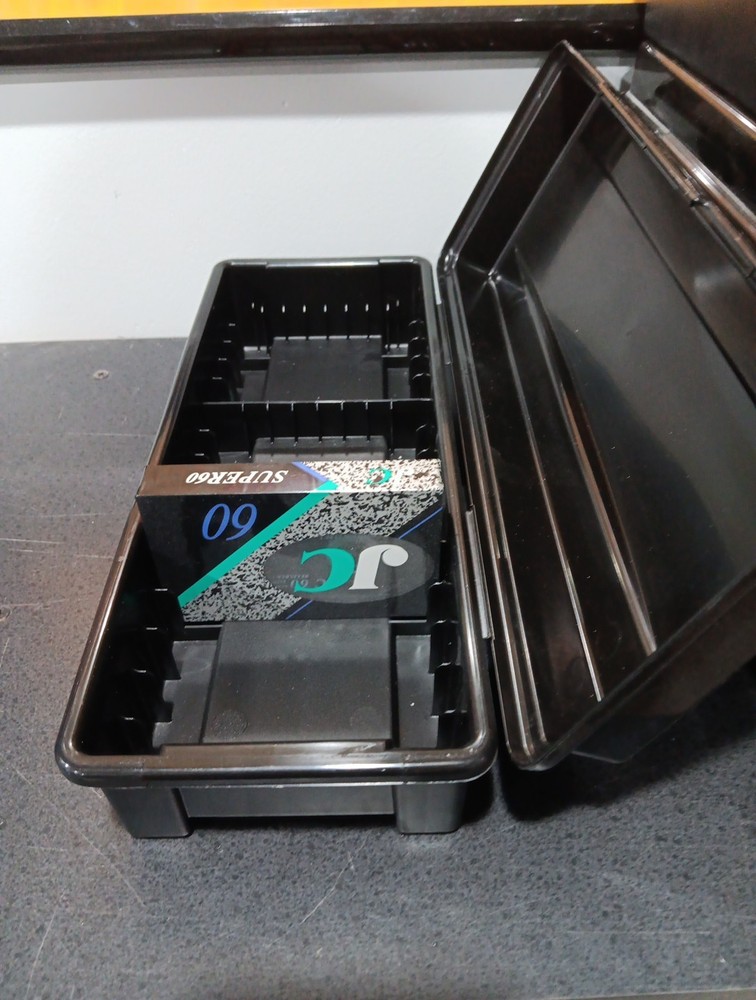 Cassette Tape Plastic Boxes With Lids Stackable Alpha Vintage Tape Storage