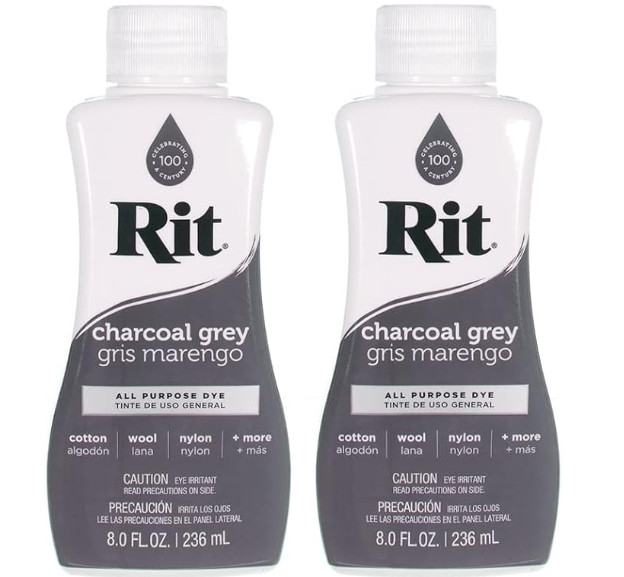 Rit Dye Multi-Purpose Liquid 8 oz. Charcoal Gray (2-Pack)
