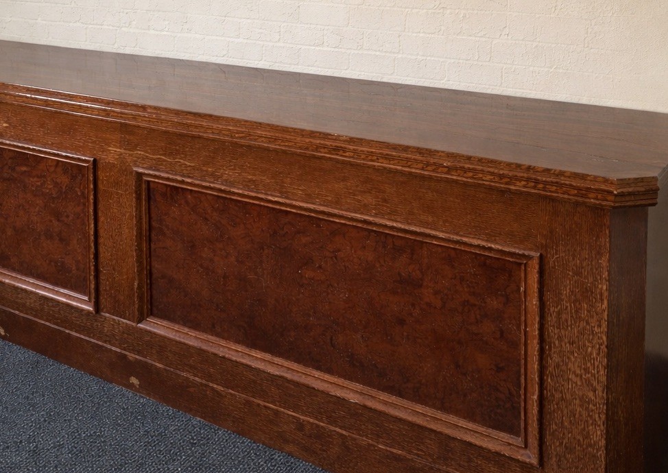 Commercial Solid Wood Café Counter, 2-Piece Set w/ Side Section, Paneled Front