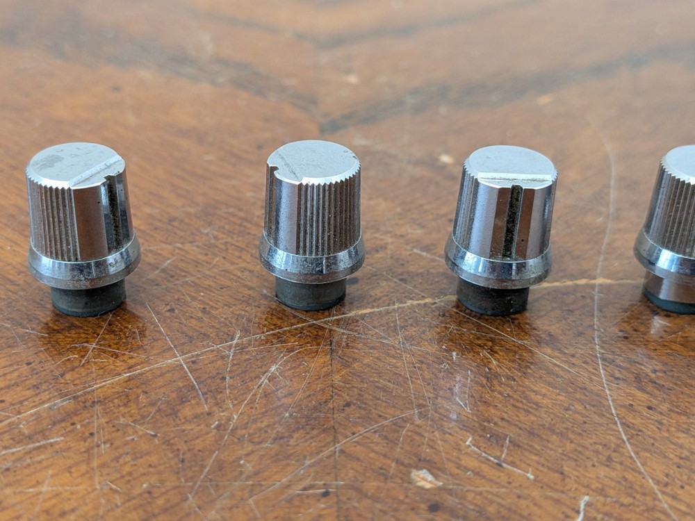 Lot Of 5 Small Chrome Radio Knobs