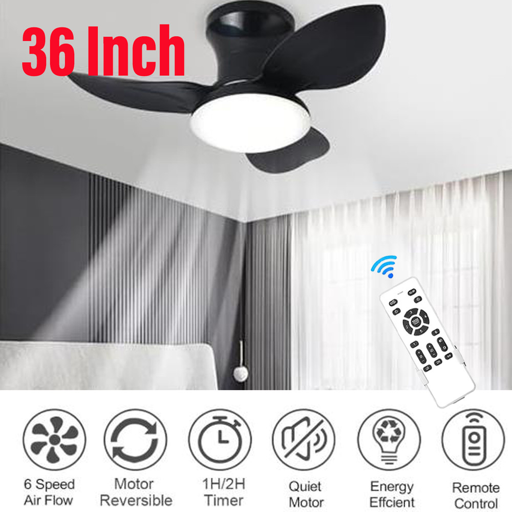 Ceiling Fans with Lights 36" Low Profile Ceiling Fan with Light & Remote 3500LM