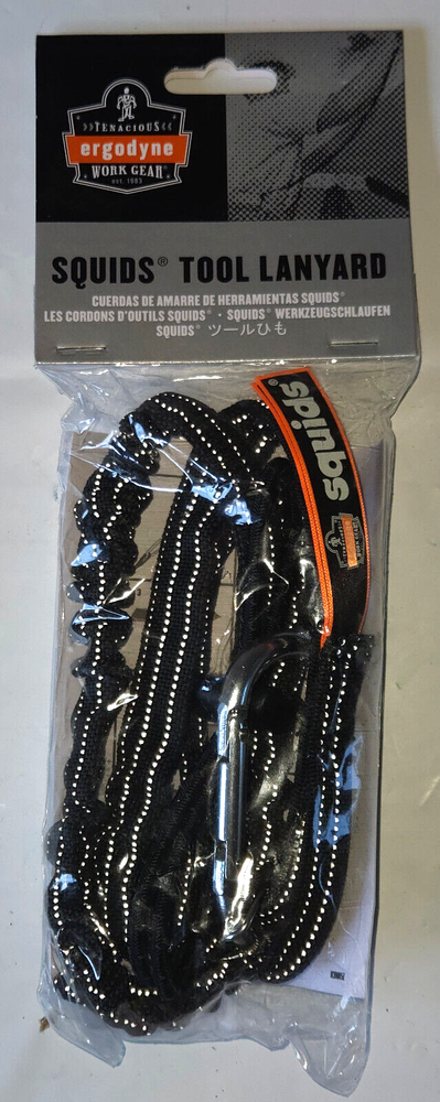 Ergodyne Squids #3100 Tool Lanyard w/Single Carabiner & AdjustableLoop Coil-Each