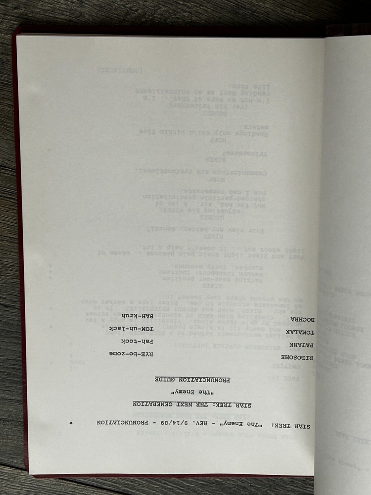STAR TREK Script The Next Generation The Enemy Final Draft September 11 1989