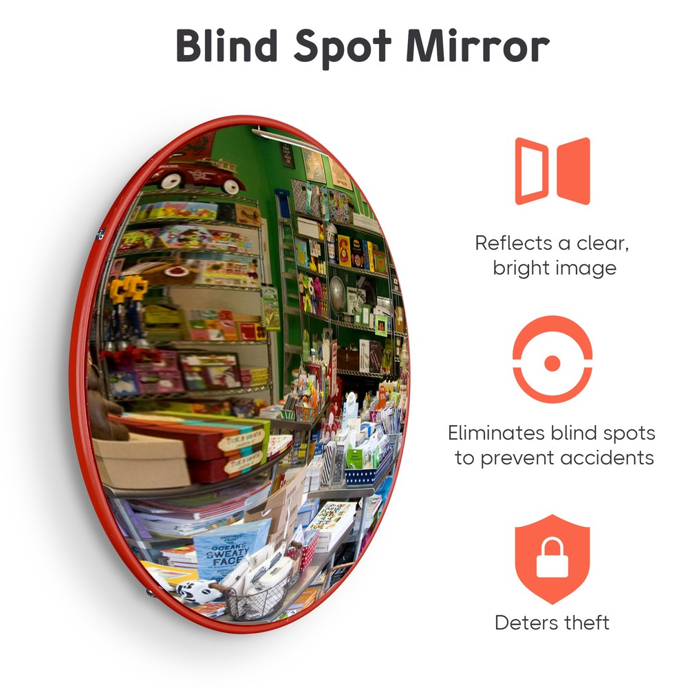 18" Convex PC Mirror Wide Angle Blind Spot Road Corner Store Security Wall Mount
