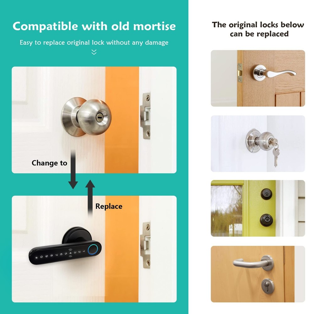 CATCHFACE Smart Fingerprint Lock - WiFi Enabled, Biometric Door Lock with Fre...