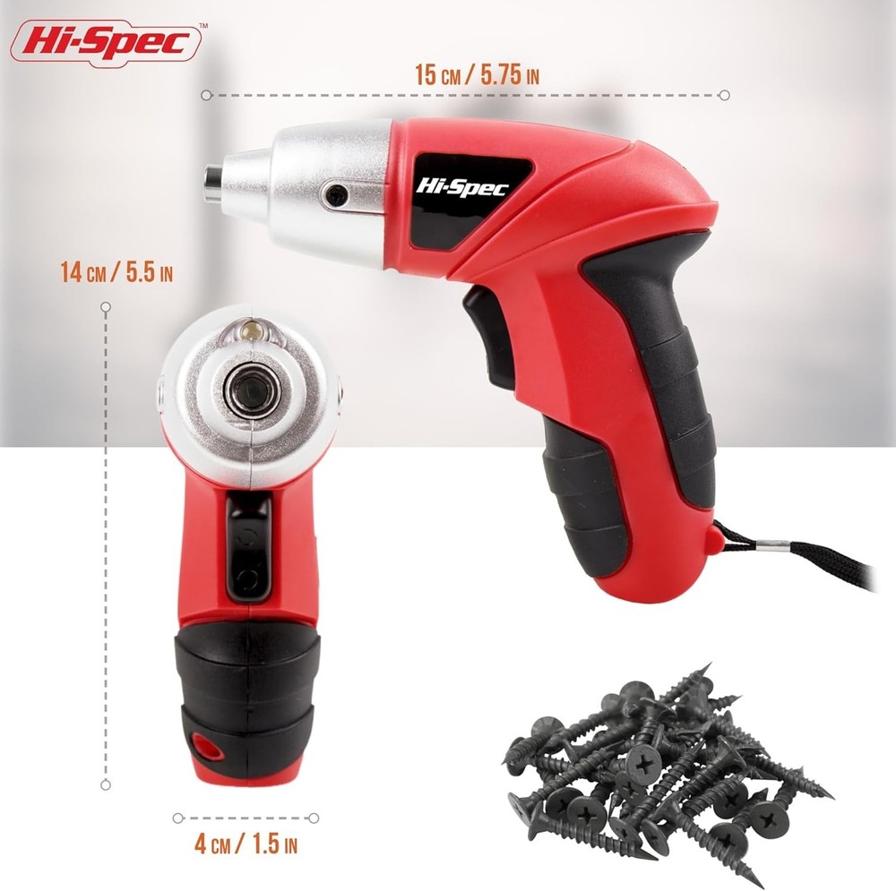Red Cordless Electric Screwdriver Set - 3.6V Rechargeable Mini Tool with 26 Bits
