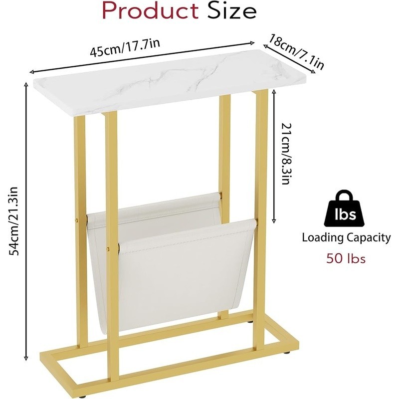 Narrow End Table W/ Storage Bag Multi-Purpose Sofa Table Easy Assembly New