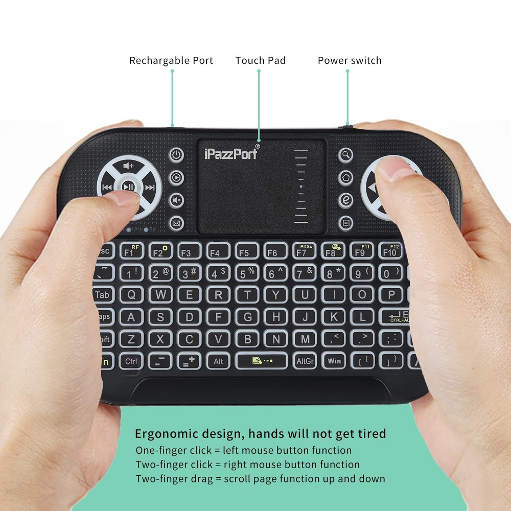 (Upgrade Mini Bluetooth Keyboard with Touchpad Mouse,Portable 2.4G Wireless K...