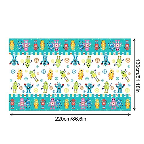 3 Pcs Robots Tablecloth Plastic Table Covers Robots Tablecloth Disposable